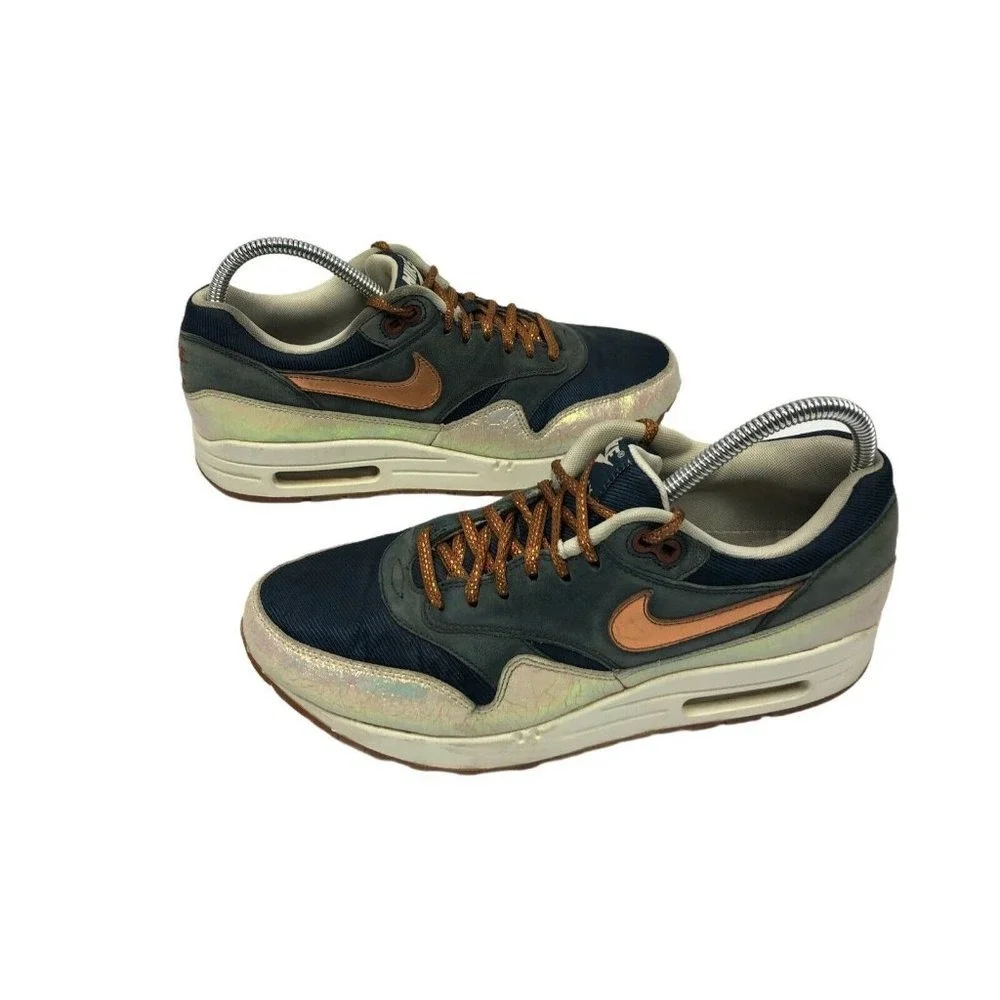 Nike Air Max 1‎ Sneakers Womens 9 Blue Grey Bronze Iridescent Low Top